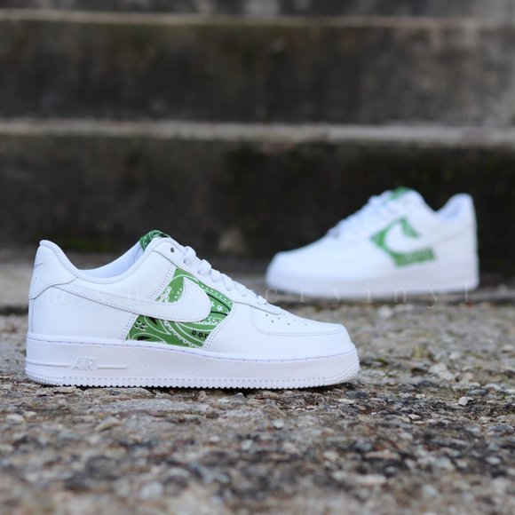 Nike Air Force 1 Low Green Apple Bandana Custom NWT - Picture 6 of 11
